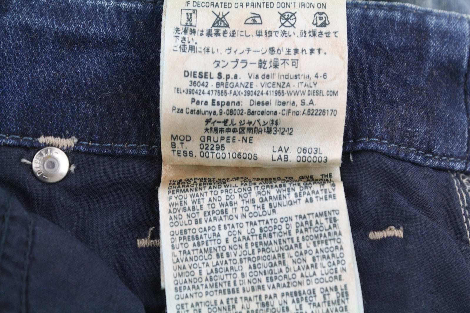 DIESEL Grupee-Ne 0603L Women Jeans W25 Jogg Denim Sweat Skinny Fit Blue RRP€250