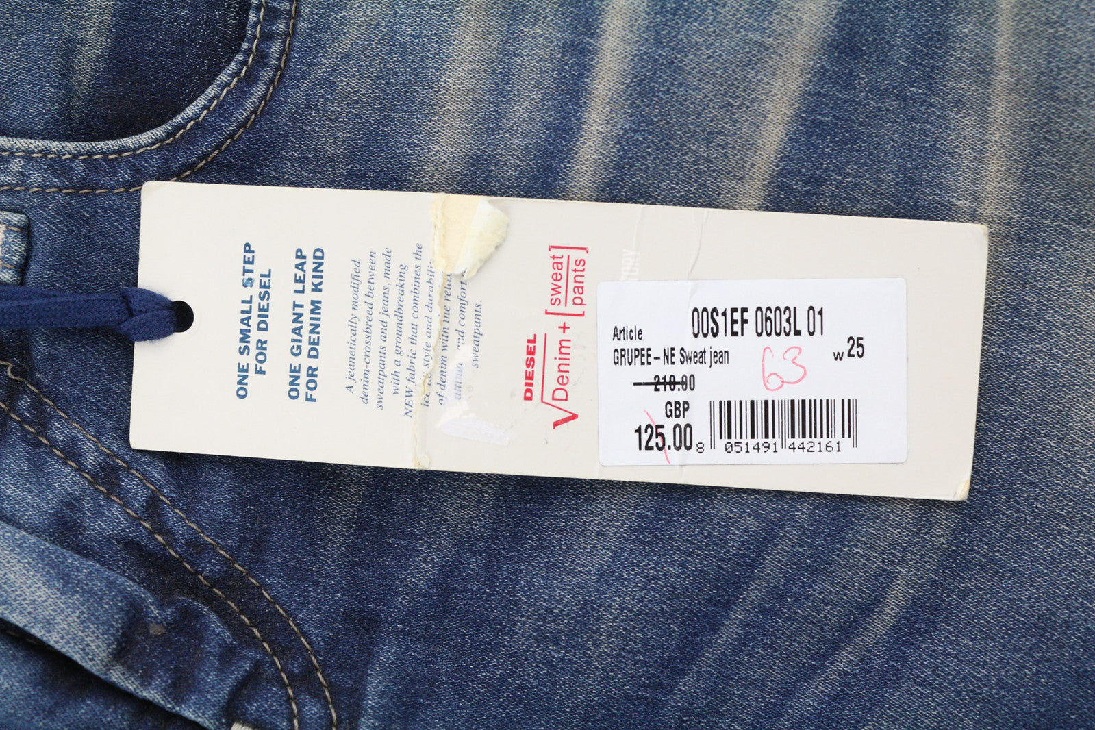 DIESEL Grupee-Ne 0603L Women Jeans W25 Jogg Denim Sweat Skinny Fit Blue RRP€250