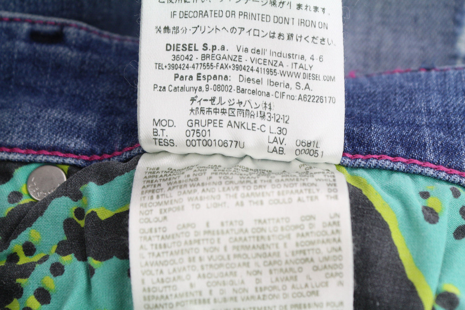 DIESEL Grupee Ankle-C 0681L Women Jeans W26/L30 Super Slin Skinny Low Waist