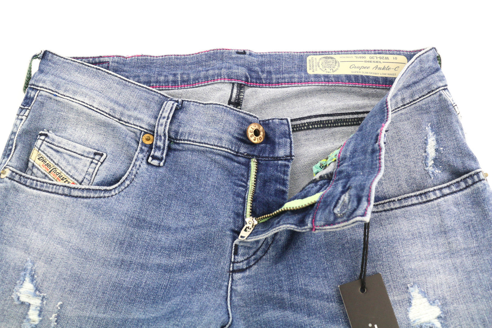 DIESEL Grupee Ankle-C 0681L Women Jeans W26/L30 Super Slin Skinny Low Waist