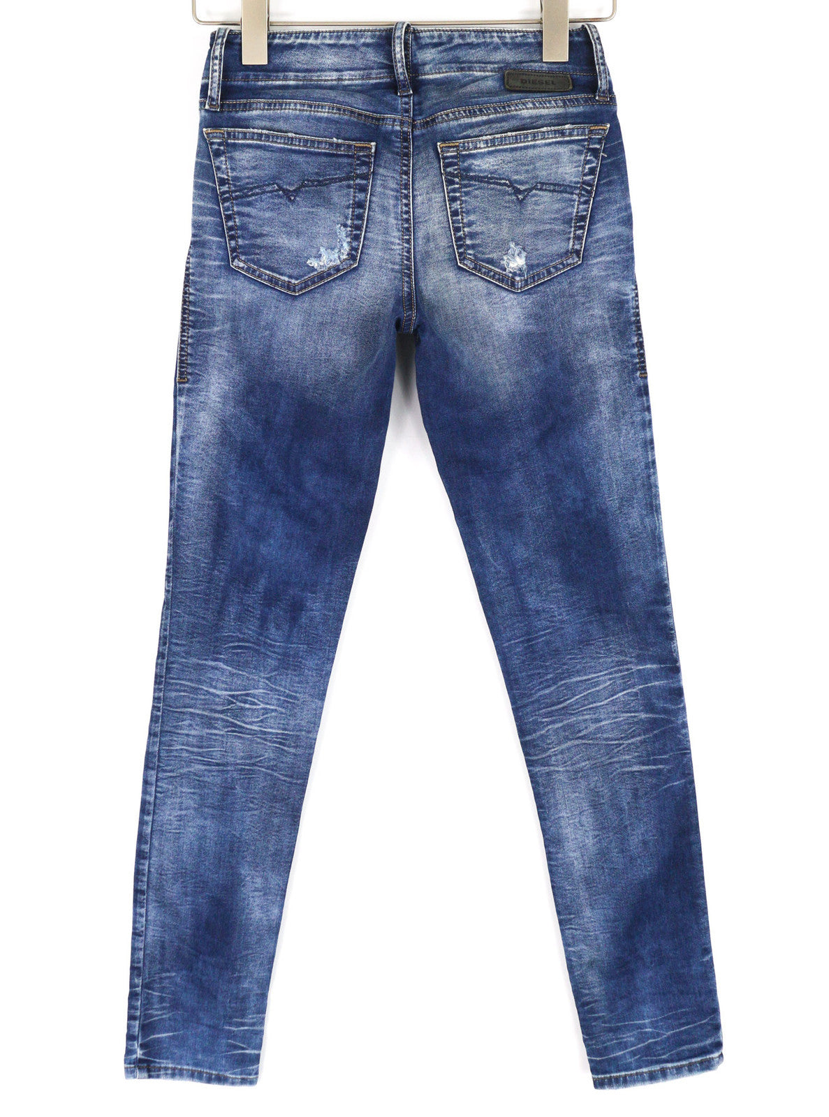 DIESEL Grupee-S-Ne 0685I Women Jeans W23 Jogg Washed Ripped Skinny Fit Blue