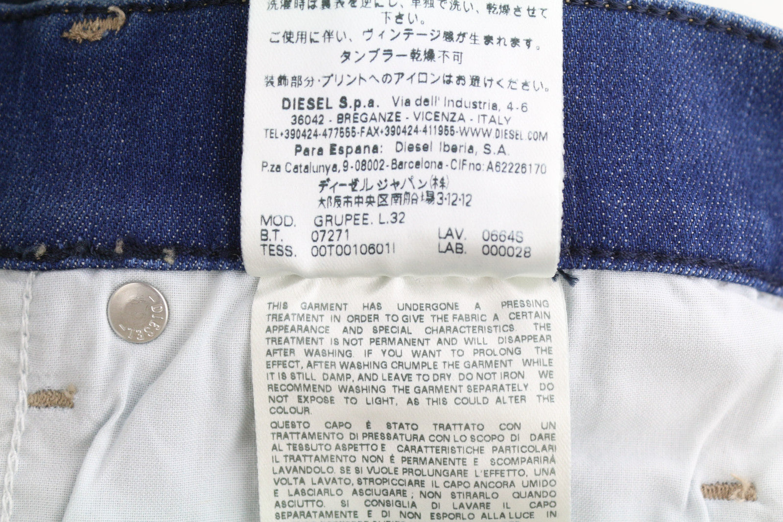 DIESEL Grupee 0664S Women Jeans W25/L32 Super Slim Skinny Low Waist Stretch