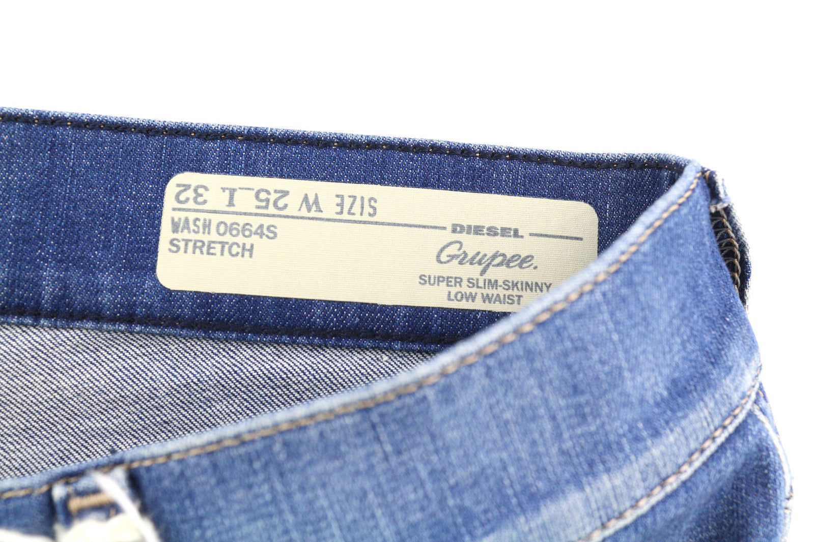 DIESEL Grupee 0664S Women Jeans W25/L32 Super Slim Skinny Low Waist Stretch