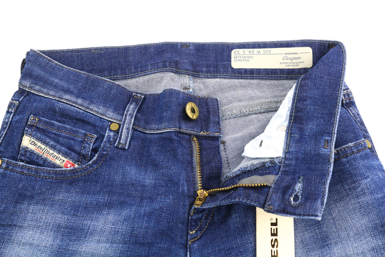 DIESEL Grupee 0836X Women Jeans W24/L32 Super Slim Skinny Low Waist Stretch