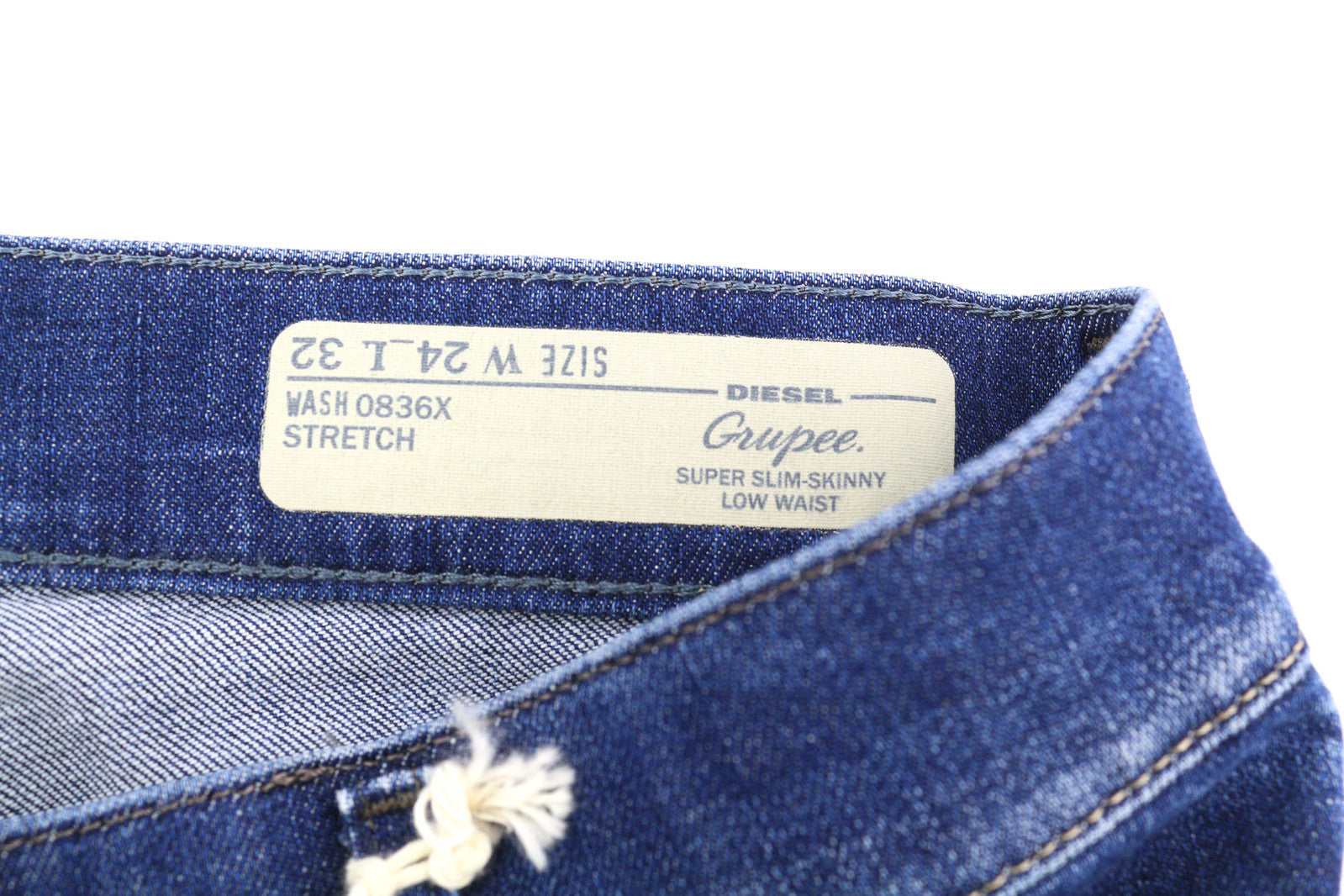 DIESEL Grupee 0836X Women Jeans W24/L32 Super Slim Skinny Low Waist Stretch
