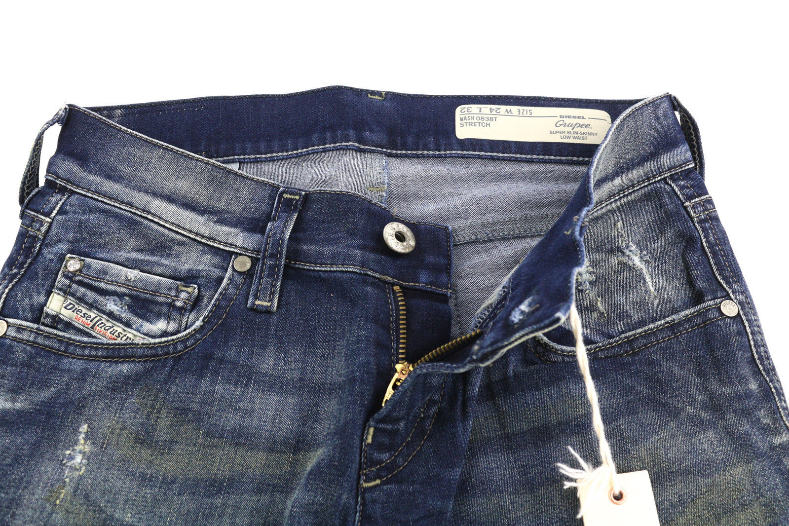 DIESEL Grupee 0838T Women Jeans W24/L32 Super Slim Skinny Low Waist Stretch