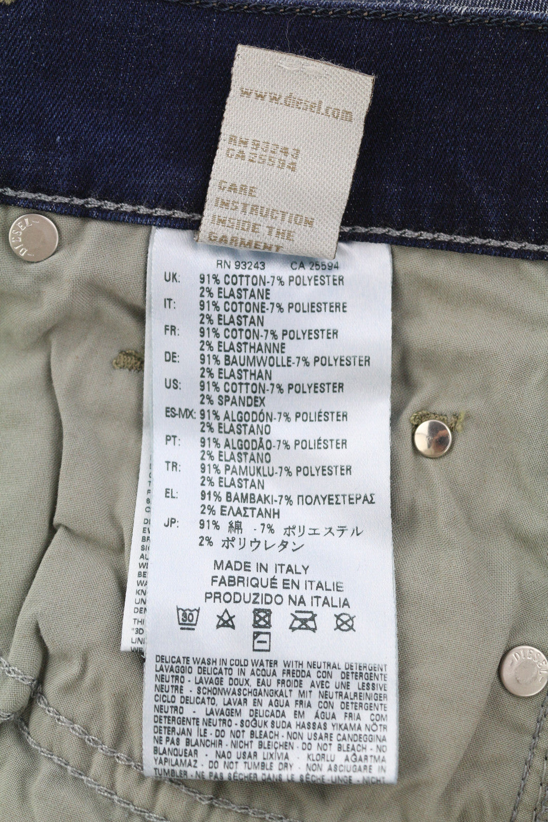 DIESEL Grupee 0838T Women Jeans W24/L32 Super Slim Skinny Low Waist Stretch