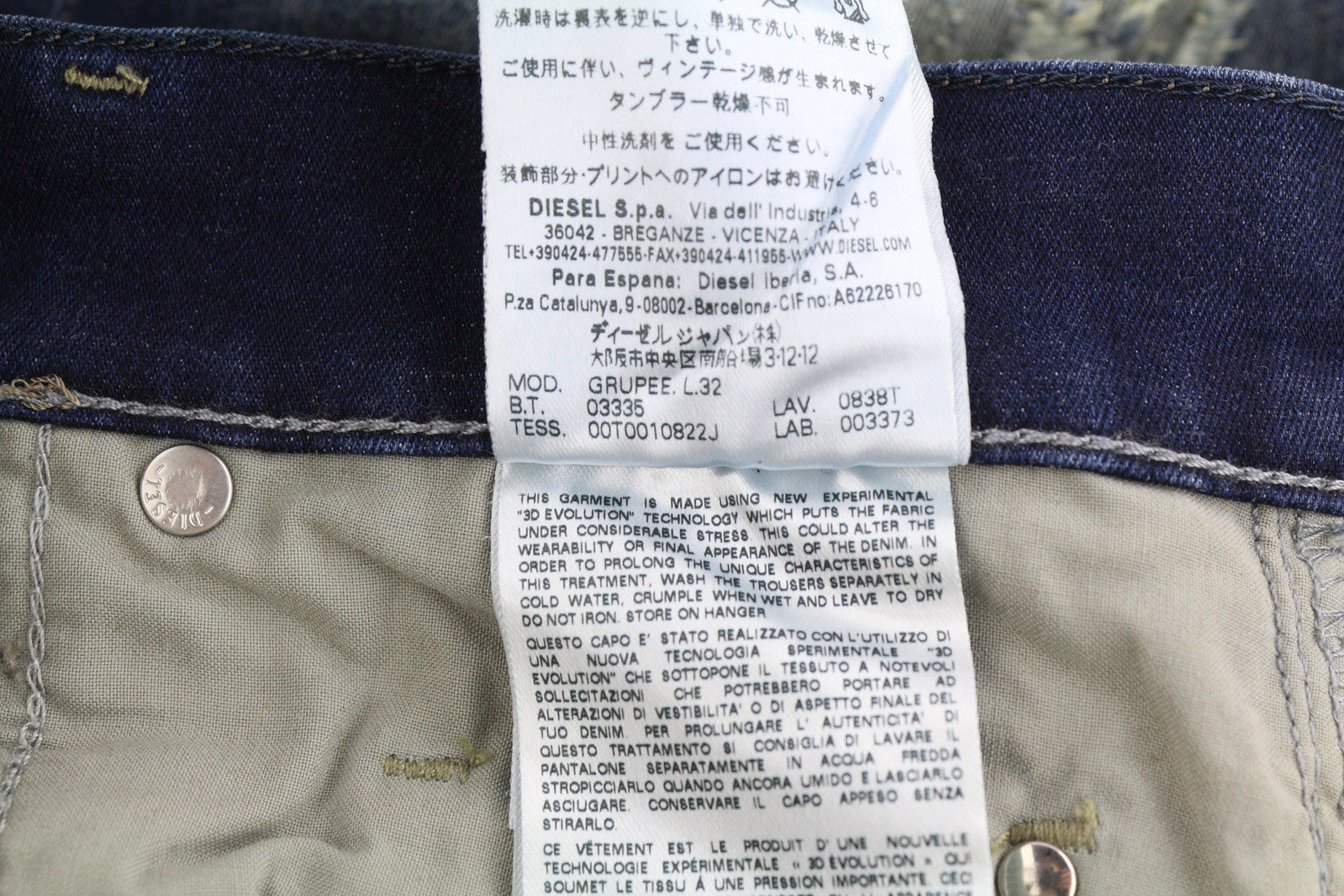 DIESEL Grupee 0838T Women Jeans W25/L32 Super Slim Skinny Low Waist Stretch