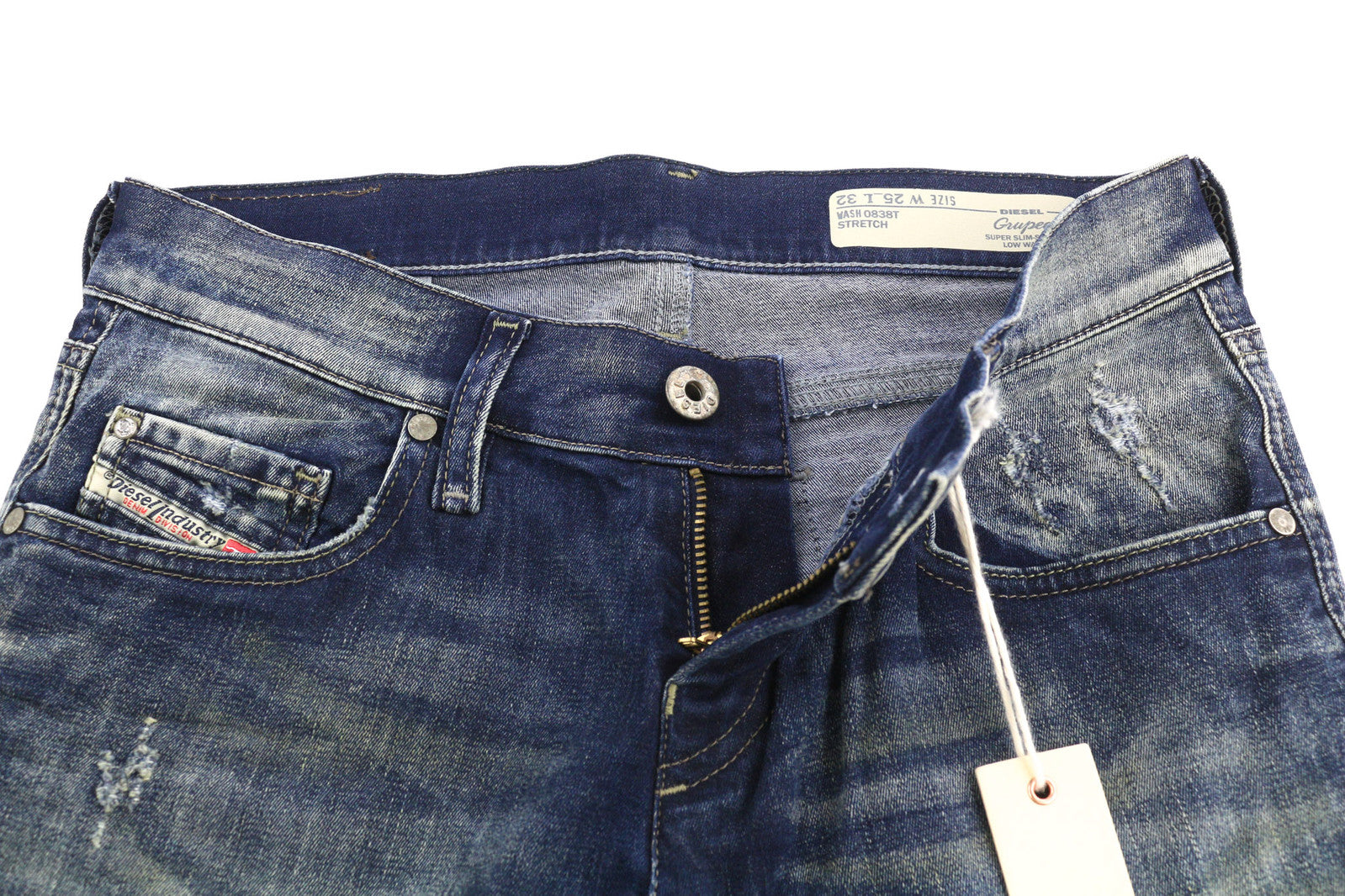 DIESEL Grupee 0838T Women Jeans W25/L32 Super Slim Skinny Low Waist Stretch