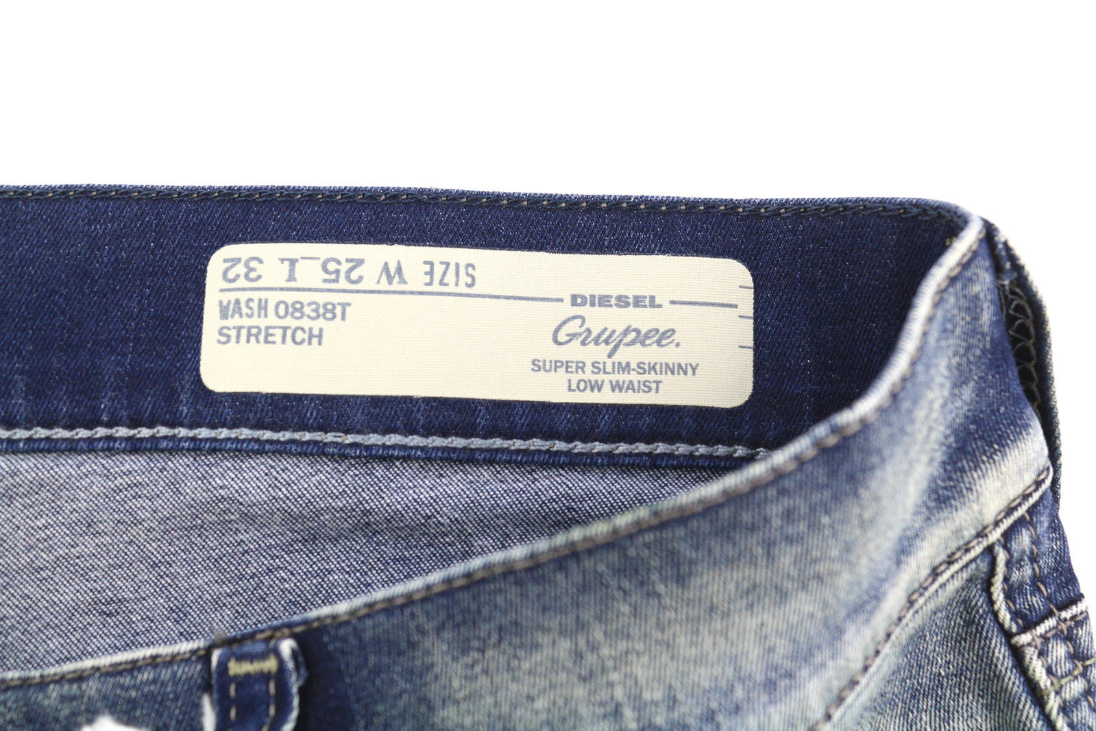 DIESEL Grupee 0838T Women Jeans W25/L32 Super Slim Skinny Low Waist Stretch