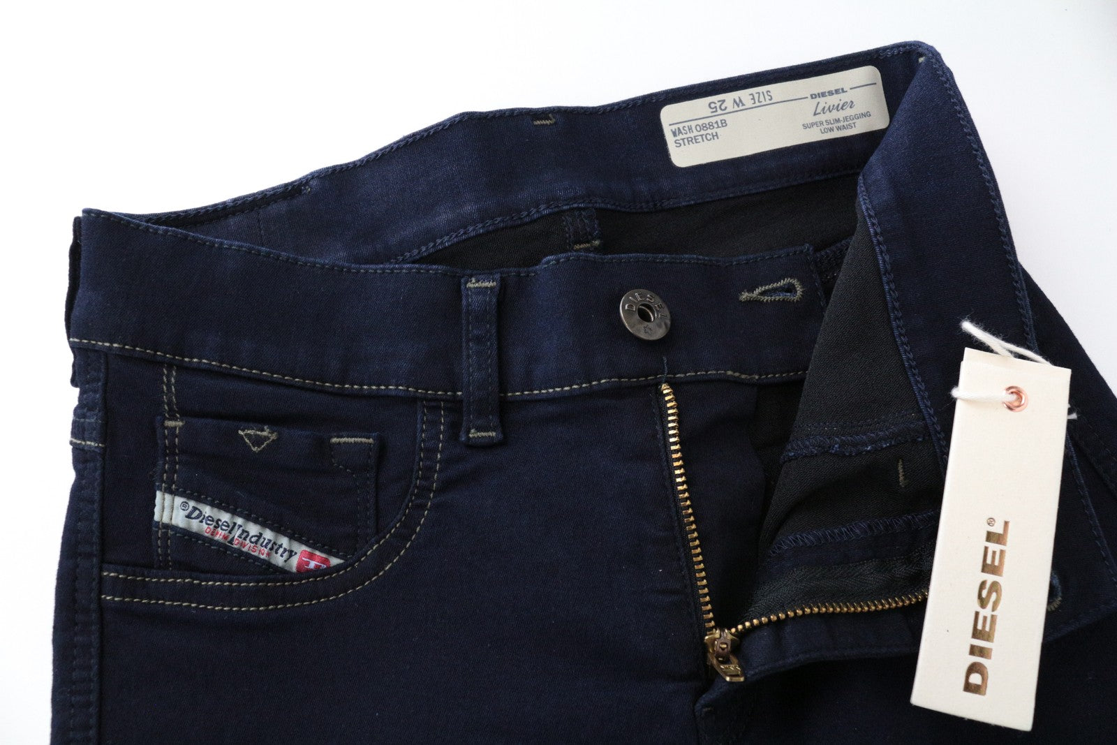 DIESEL Livier 0881B Women's Jegging Jeans W25 Super Slim Fit Dark Blue Low Waist