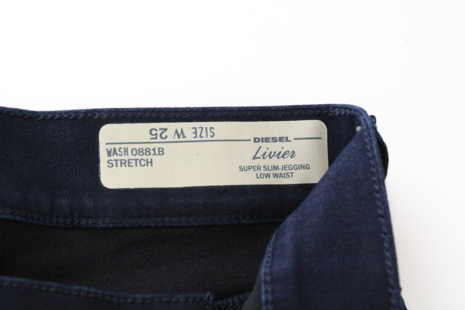 DIESEL Livier 0881B Women's Jegging Jeans W25 Super Slim Fit Dark Blue Low Waist