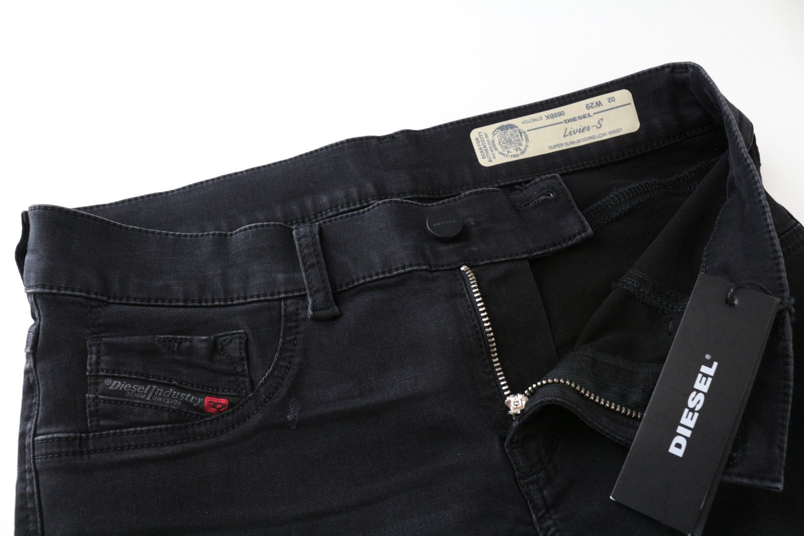 DIESEL Livier-S 069BK Women's Jegging Jeans W29 Low Waist Grey Super Slim Fit