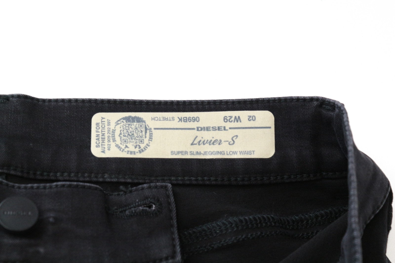 DIESEL Livier-S 069BK Women's Jegging Jeans W29 Low Waist Grey Super Slim Fit