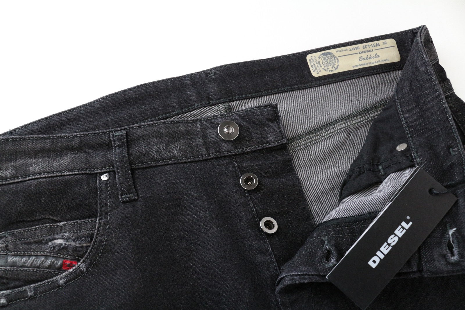 DIESEL Babhila 084YT Women's Skinny Jeans W31/L32 Distressed Stretch Fit Grey