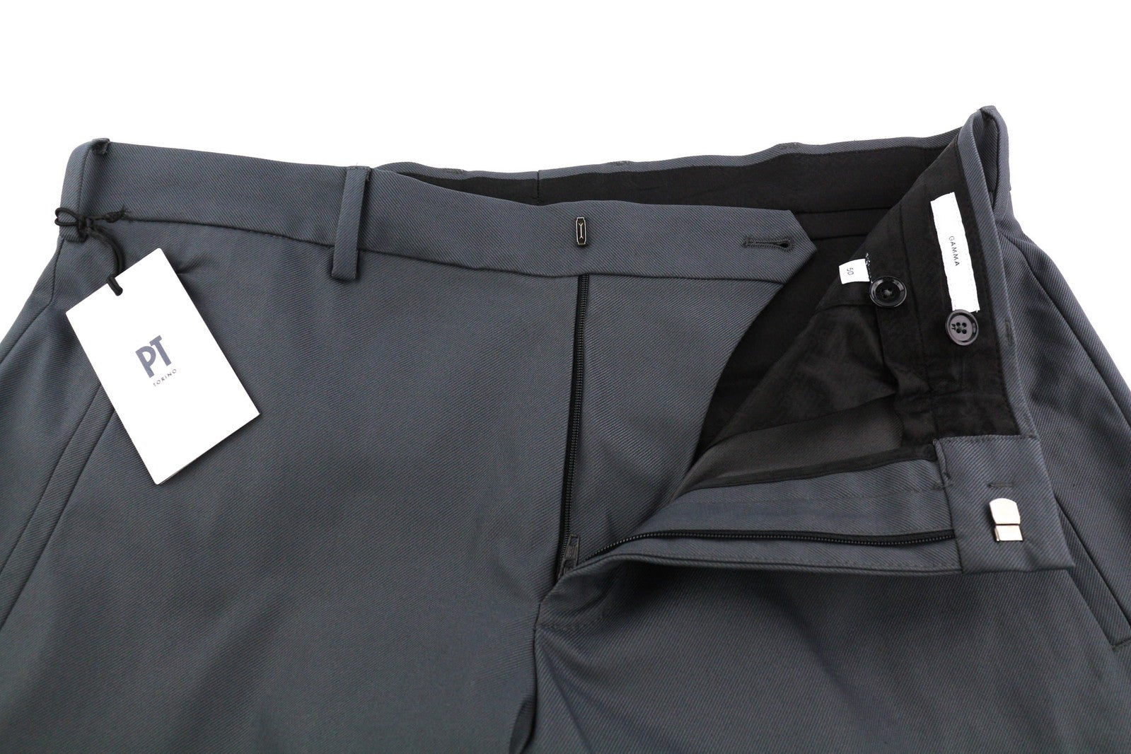 PT TORINO Gamma Men Trousers 50 W34 Dark Cargo Zip Pockets Touch Fasteners Hem