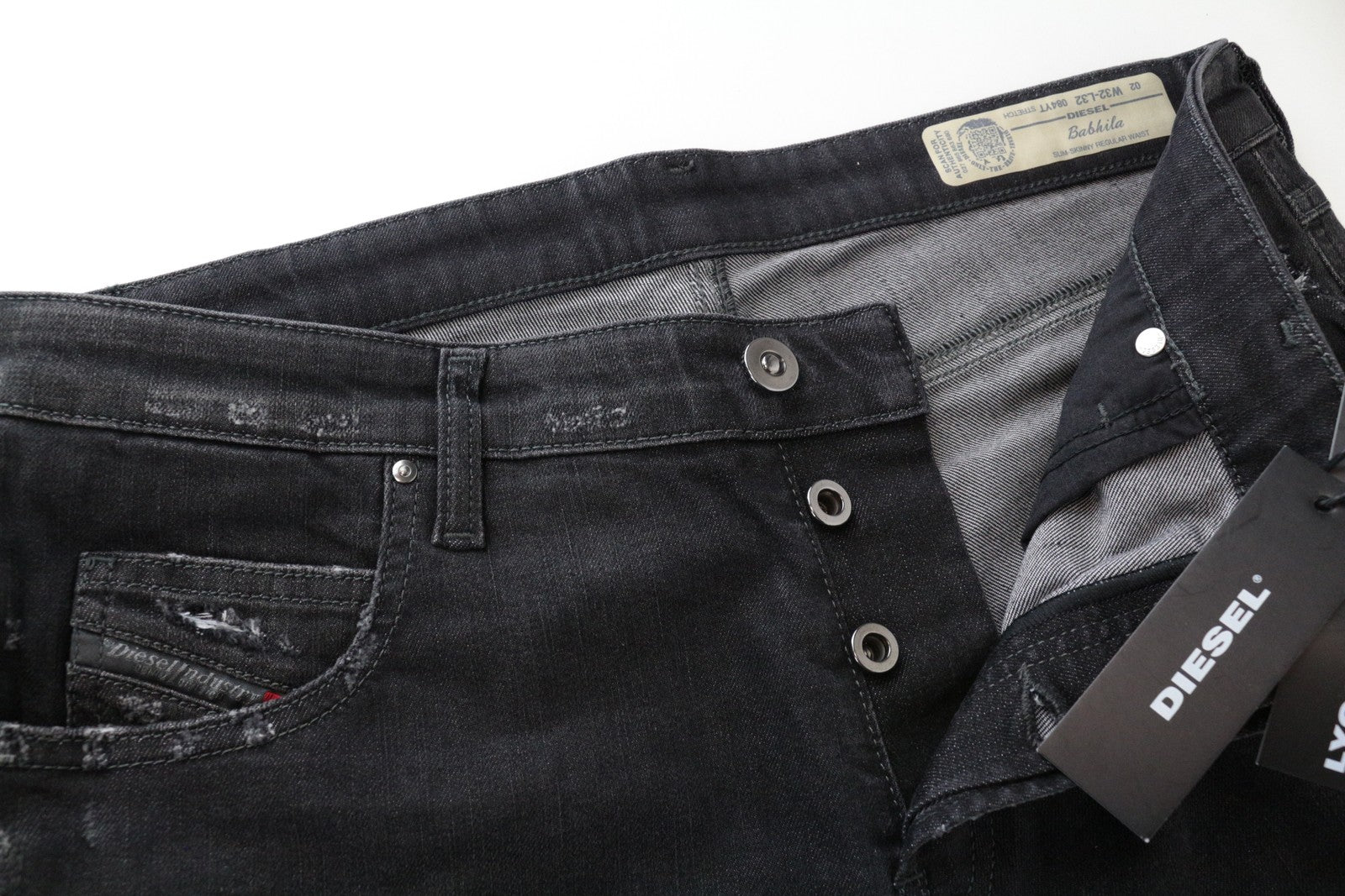 DIESEL Babhila 084YT Women's Skinny Jeans W32/L32 Grey Distressed Stretch Fit