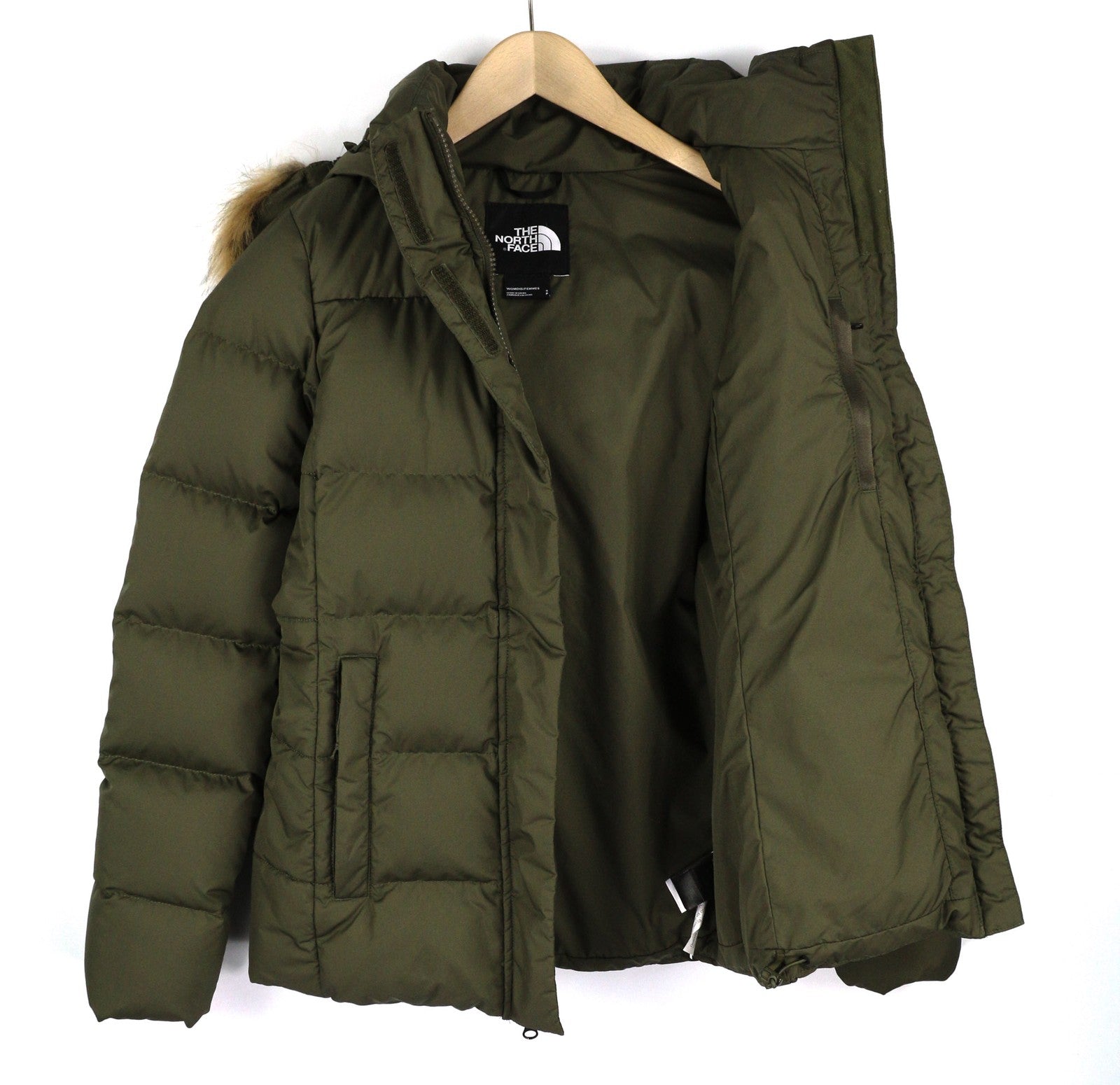 THE NORTH FACE Gotham Women Jacket S Khaki 550 Down Insulated Quilted