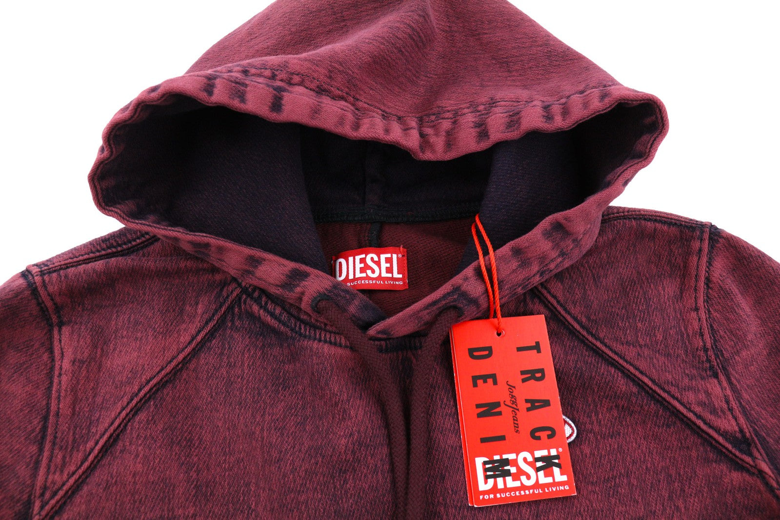 DIESEL D-Angy-Hood-Ne Women Hoodie M Burgundy Washed Kangaroo Pocket RRP€299