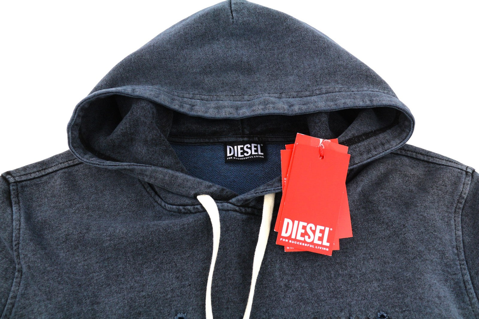DIESEL S-Ginn-Hood-E1 Men Hoodie L Dark Washed Pullover Kangaroo Pocket RRP€195