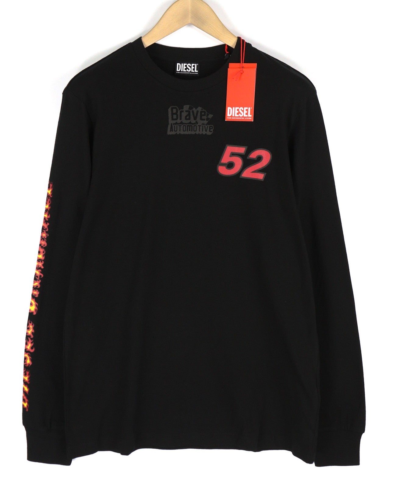 DIESEL T-Just-LS-C3 Men Sweatshirt M Black Pullover Crew Neck Long Sleeve Logo