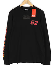 DIESEL T-Just-LS-C3 Men Sweatshirt M Black Pullover Crew Neck Long Sleeve Logo