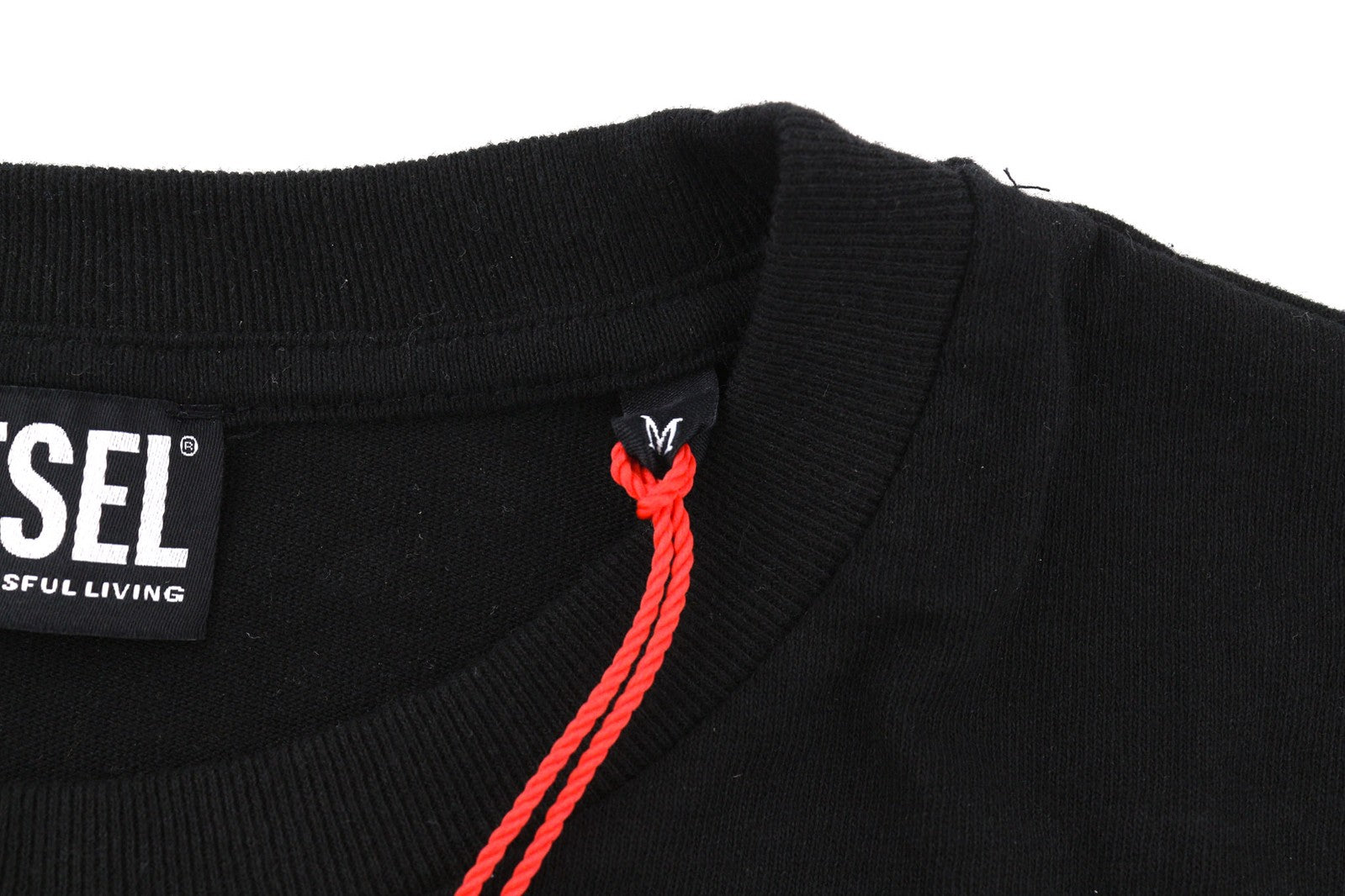 DIESEL T-Just-LS-C3 Men Sweatshirt M Black Pullover Crew Neck Long Sleeve Logo