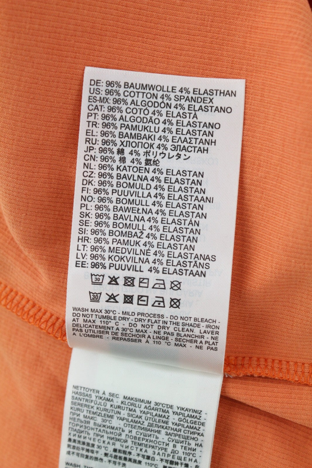 DIESEL T-Ballet-D Women T-Shirt S Orange Long Sleeve Round Neck Stretch RRP€100