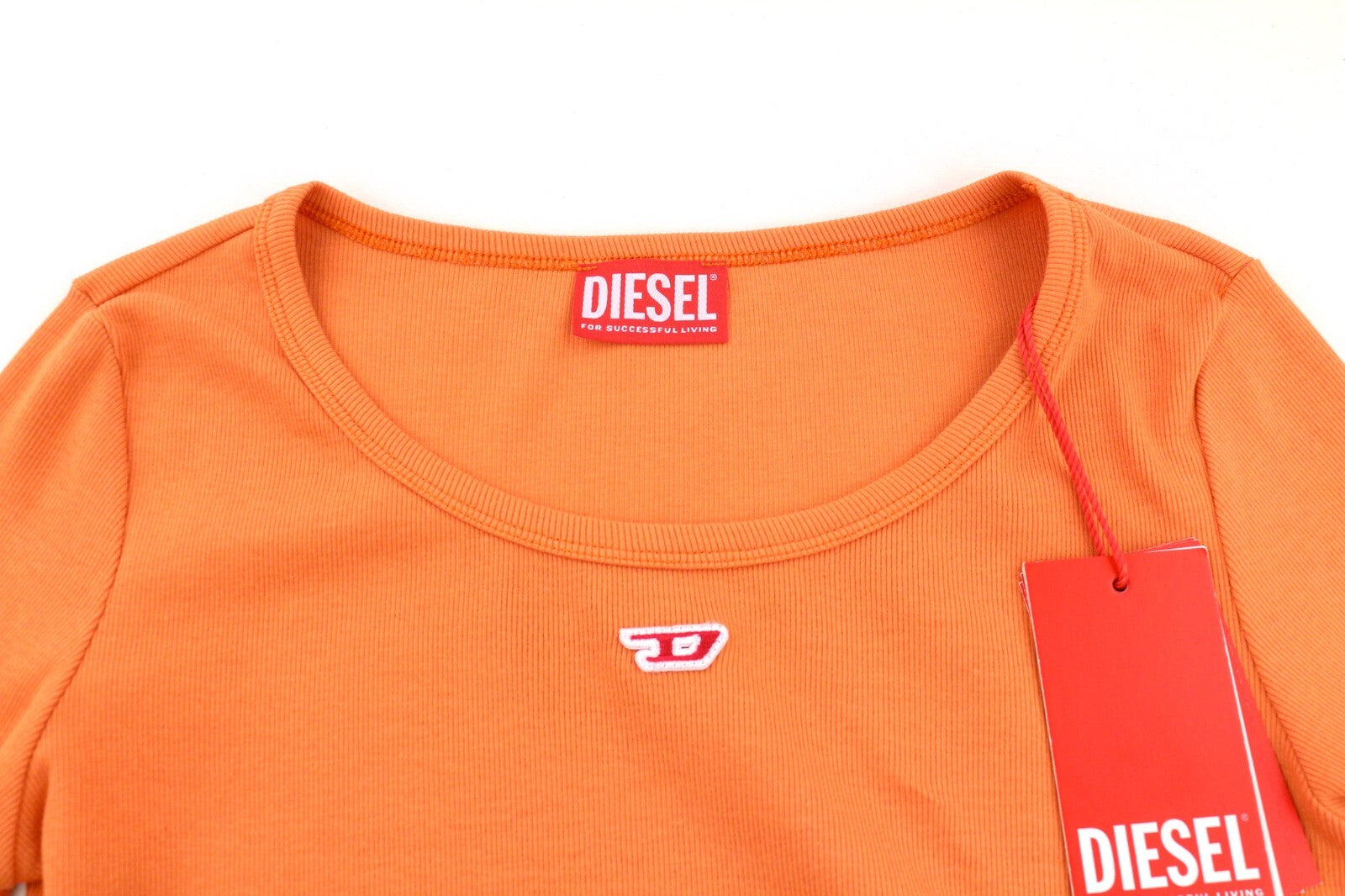 DIESEL T-Ballet-D Women T-Shirt S Orange Long Sleeve Round Neck Stretch RRP€100