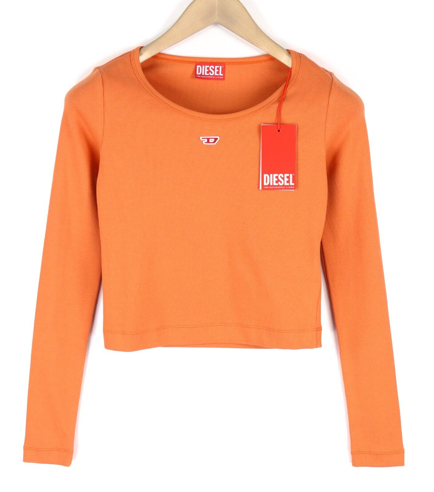 DIESEL T-Ballet-D Women T-Shirt M Orange Long Sleeve Round Neck Stretch RRP€100