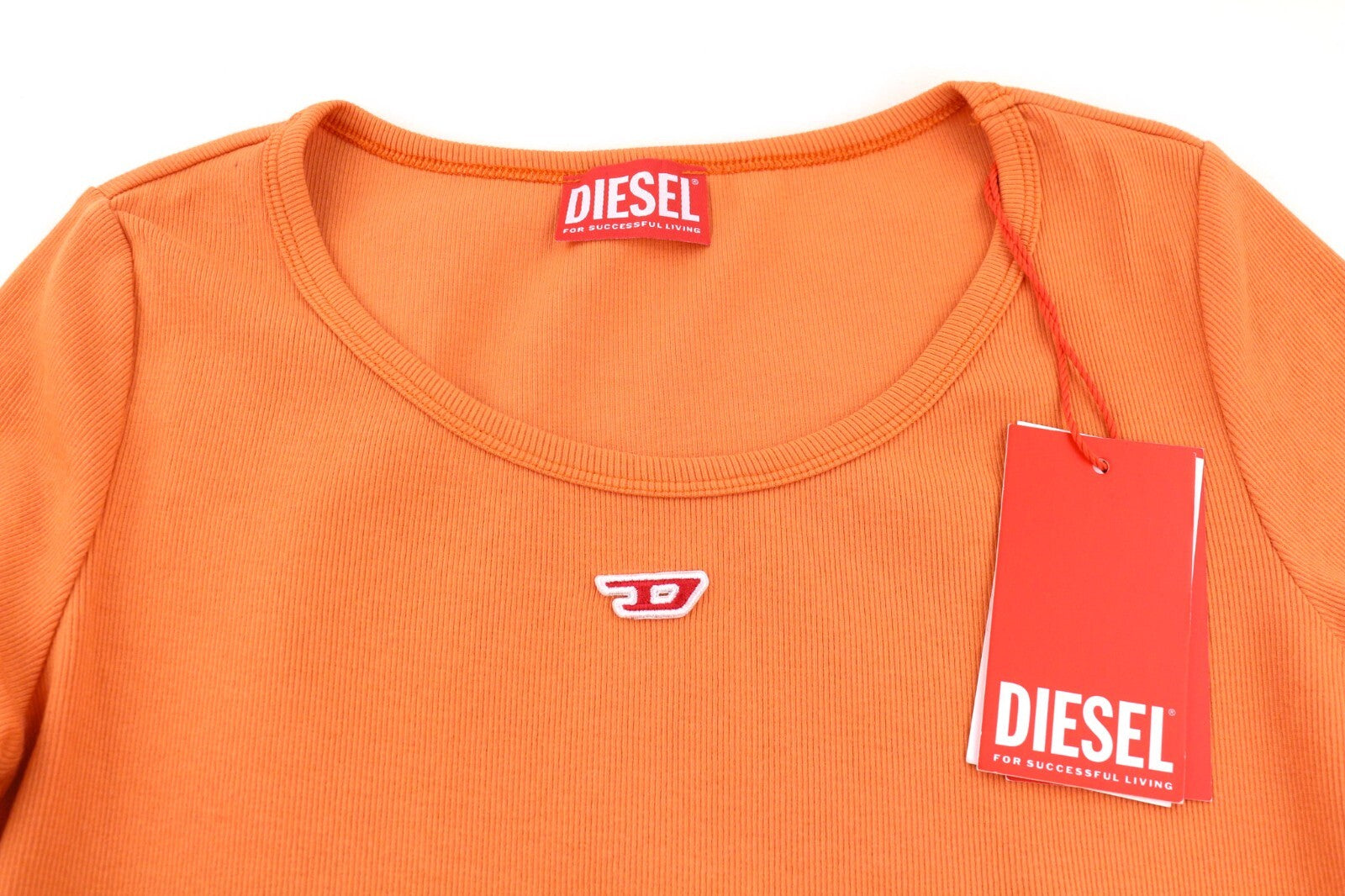 DIESEL T-Ballet-D Women T-Shirt M Orange Long Sleeve Round Neck Stretch RRP€100