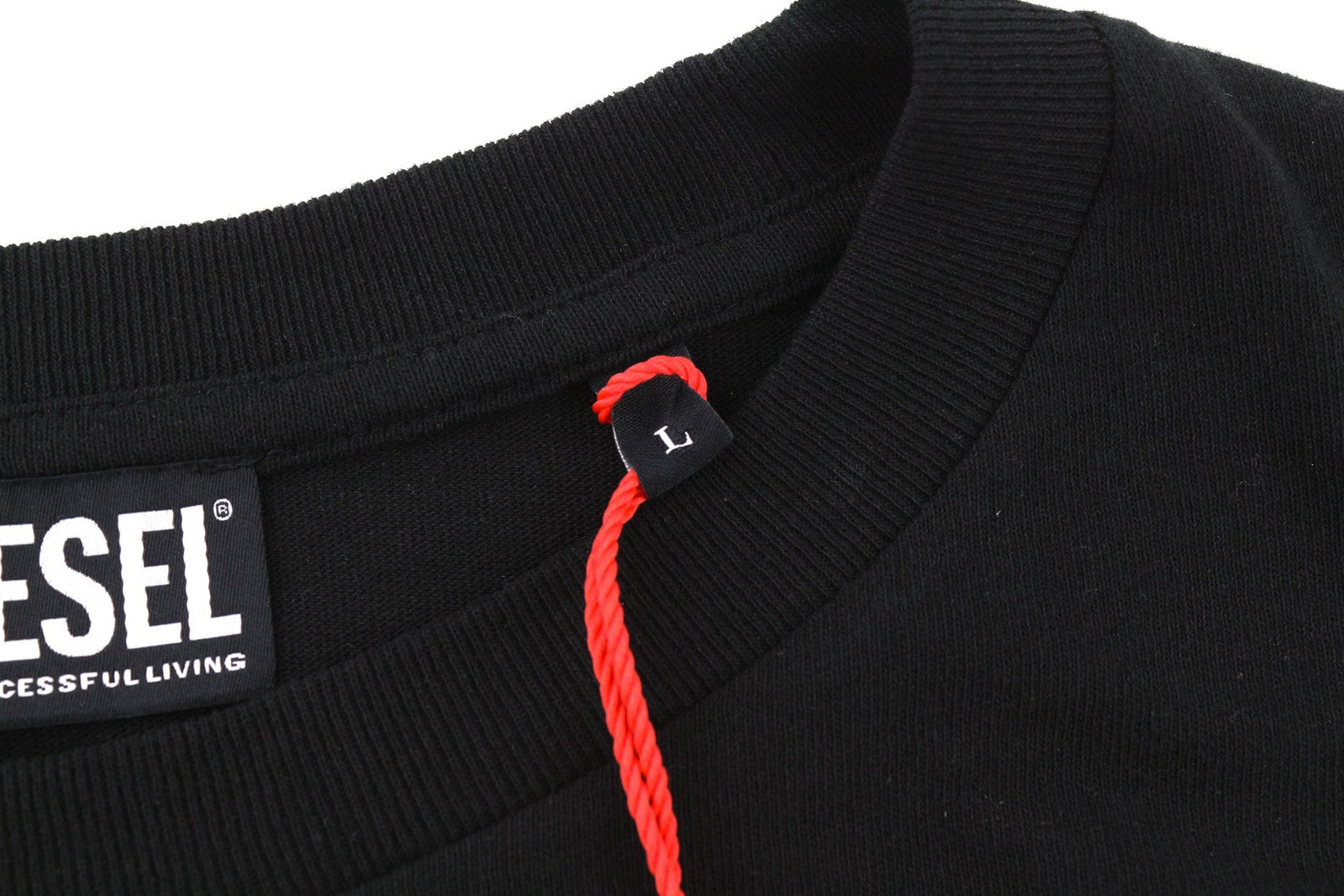 DIESEL T-Just-LS-C3 Men Sweatshirt L Black Pullover Crew Neck Long Sleeve Logo