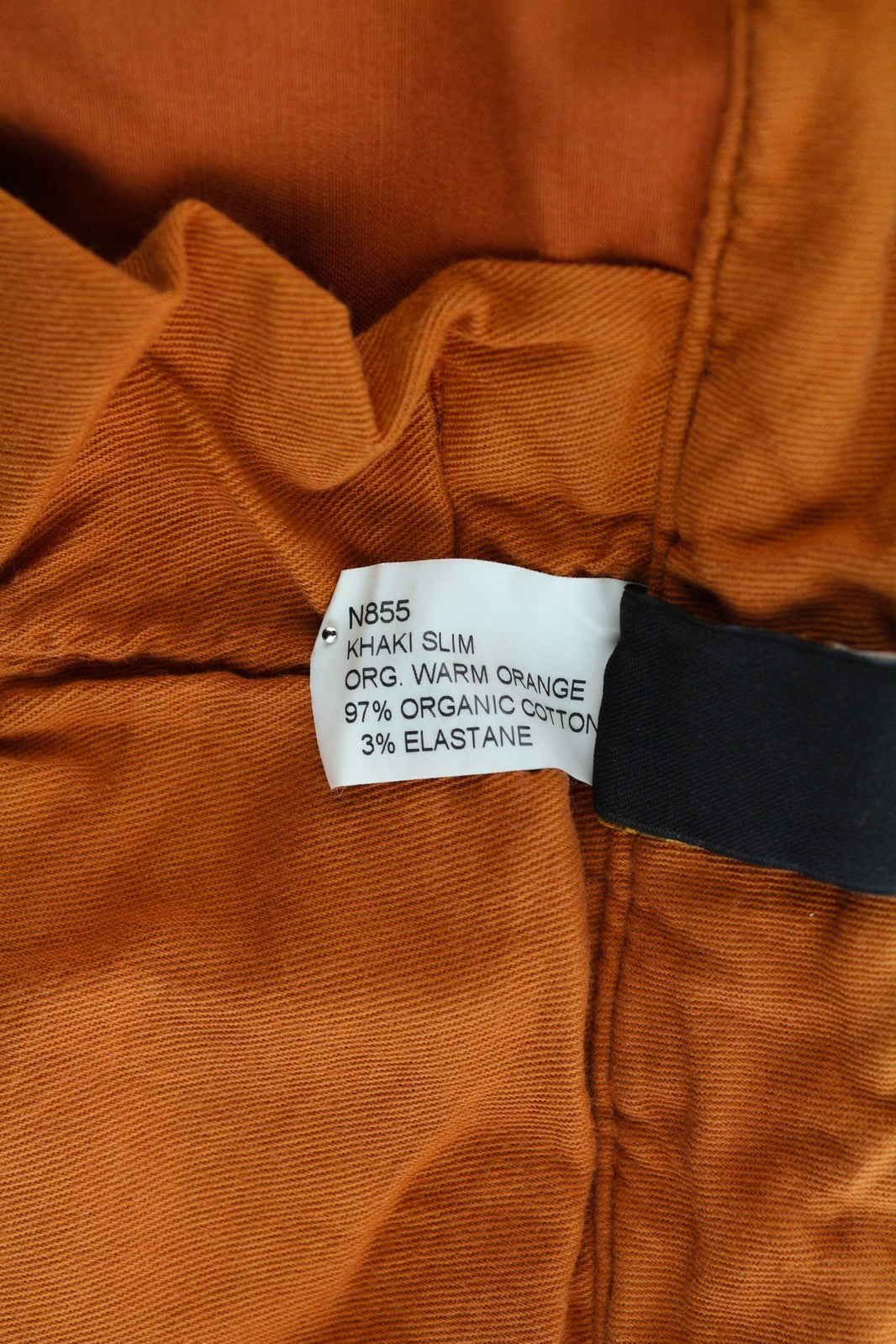 NUDIE Khaki Slim Men Trousers W31/L32 Organic Warm Orange Zip Fly Logo Chino