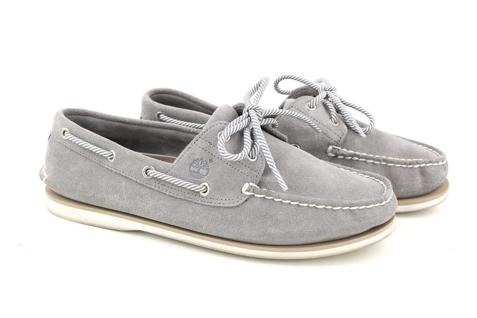 TIMBERLAND A43W1 Men Shoes EU45 UK10.5 Grey Leather Slip Boat Loafer Almond Toe
