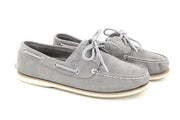 TIMBERLAND A43W1 Men Shoes EU45 UK10.5 Grey Leather Slip Boat Loafer Almond Toe