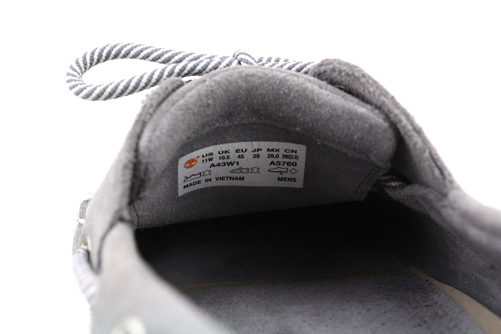 TIMBERLAND A43W1 Men Shoes EU45 UK10.5 Grey Leather Slip Boat Loafer Almond Toe