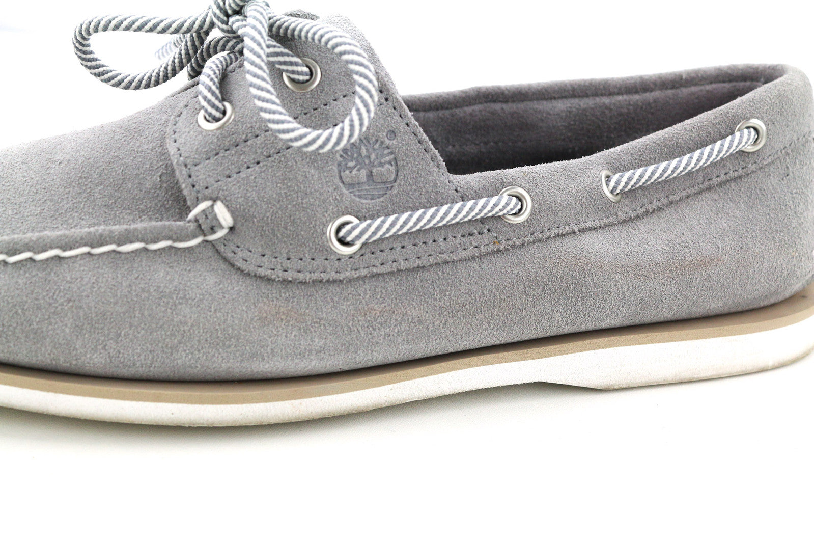 TIMBERLAND A43W1 Men Shoes EU45 UK10.5 Grey Leather Slip Boat Loafer Almond Toe