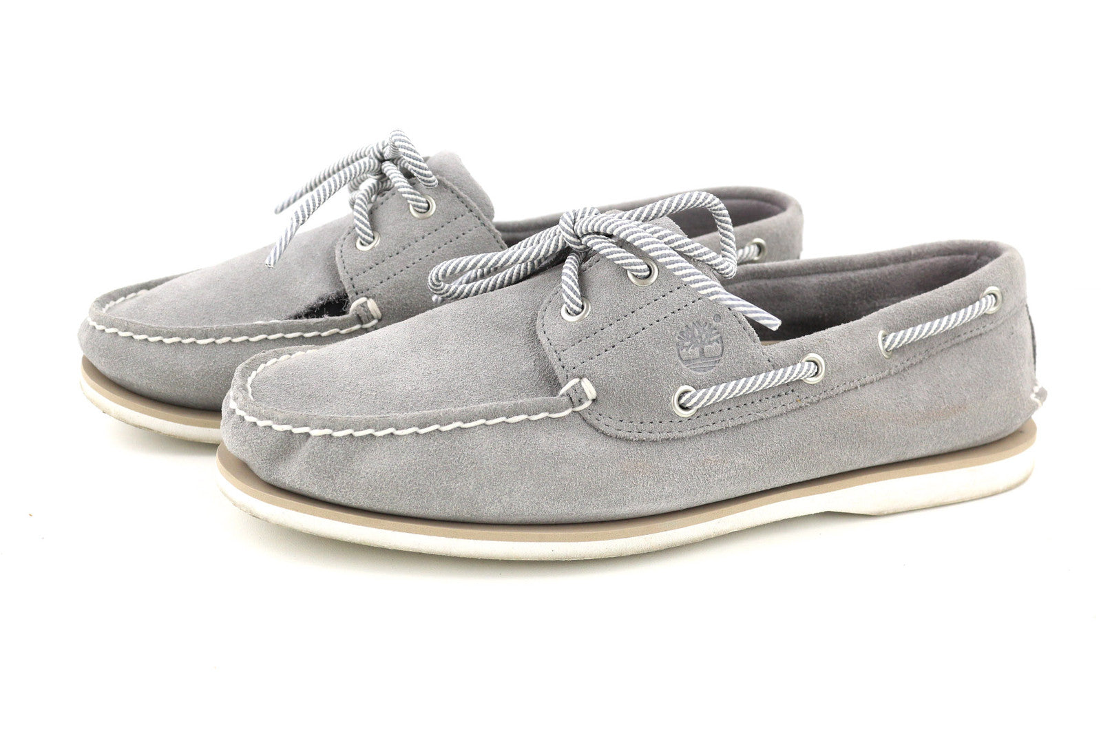 TIMBERLAND A43W1 Men Shoes EU45 UK10.5 Grey Leather Slip Boat Loafer Almond Toe