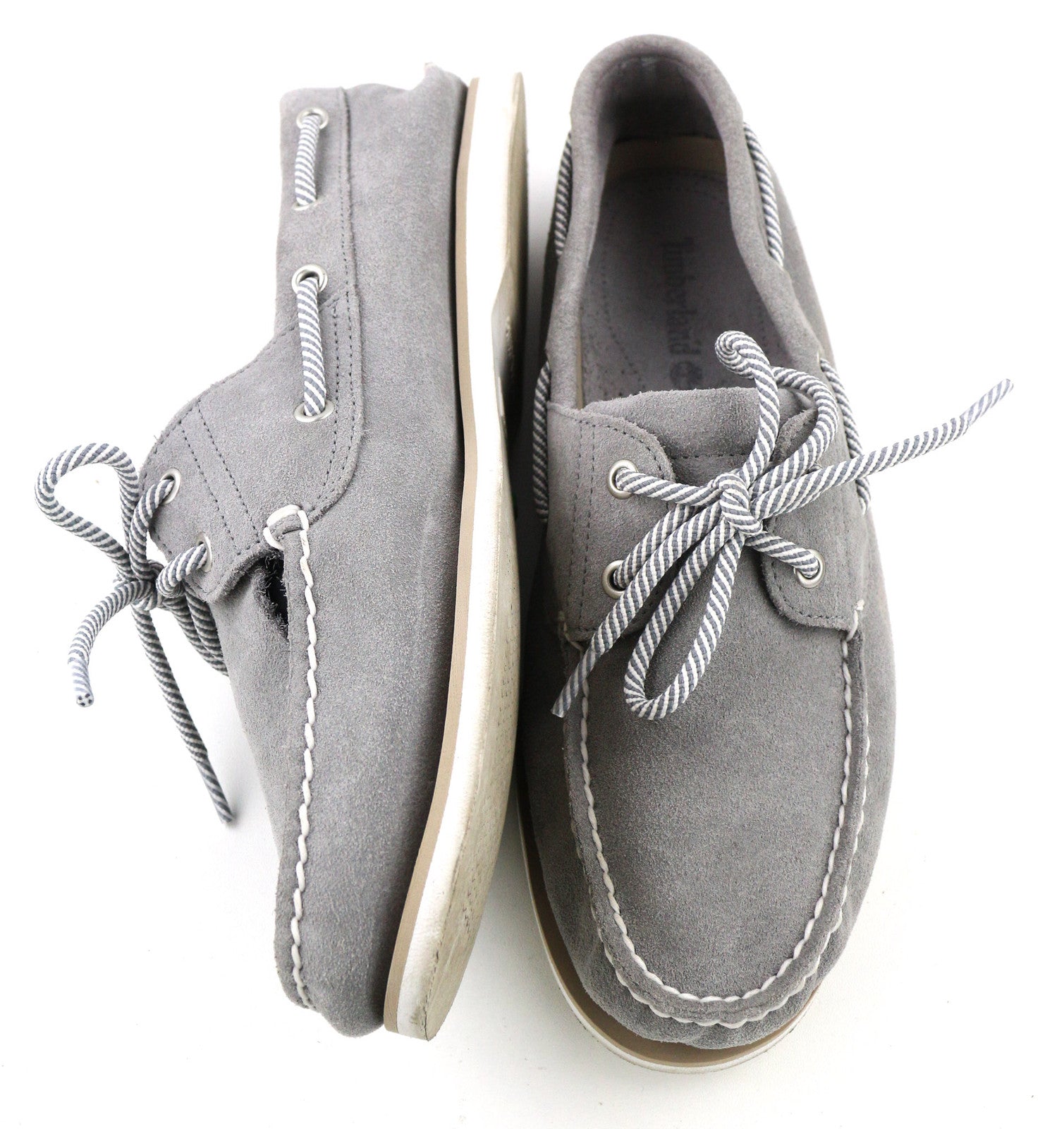 TIMBERLAND A43W1 Men Shoes EU45 UK10.5 Grey Leather Slip Boat Loafer Almond Toe