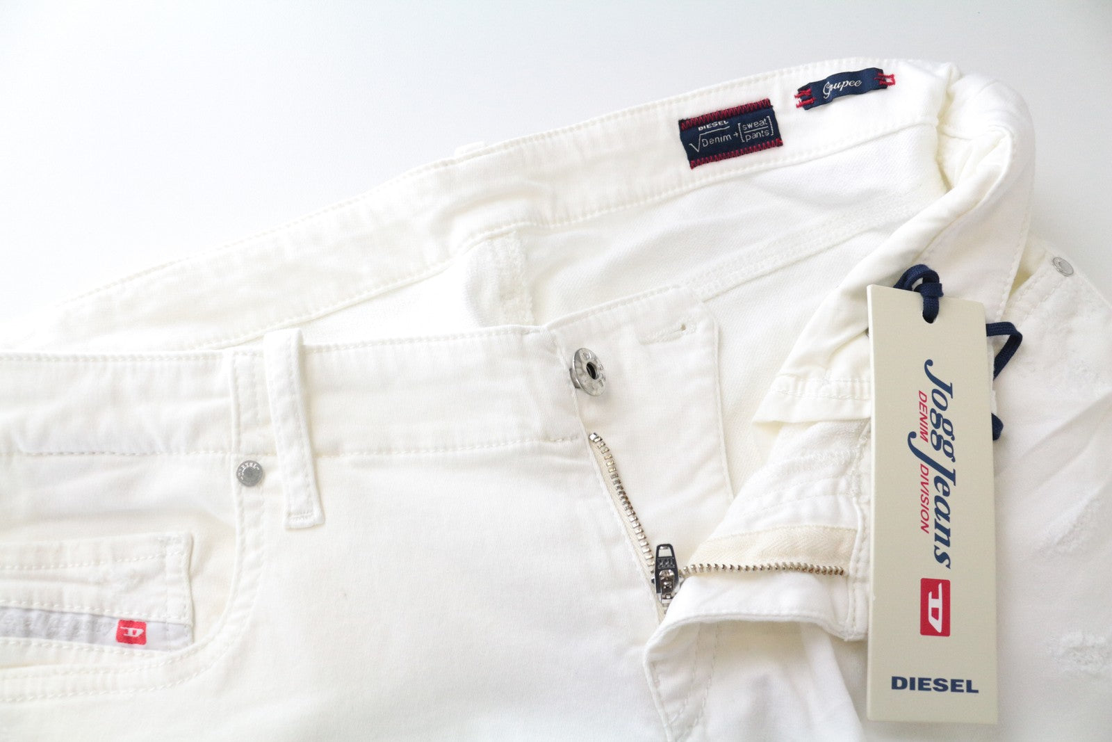 DIESEL Gruppe-Ne 0672D W31 White Jogg Sweatpants Slim Stretch Women's Jeans