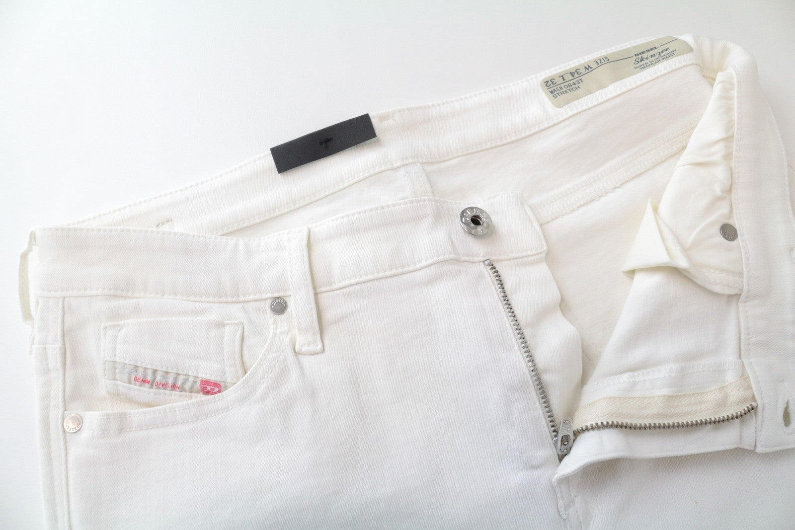 DIESEL Skinzee 0843T W34/L32 Off-White Super Slim Stretch Skinny Women's Jeans