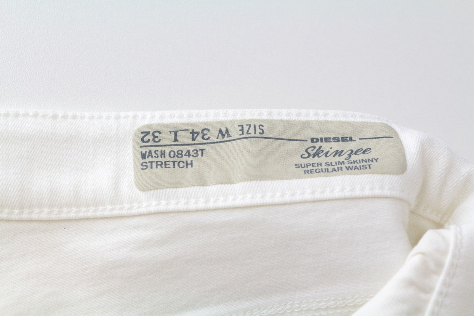 DIESEL Skinzee 0843T W34/L32 Off-White Super Slim Stretch Skinny Women's Jeans