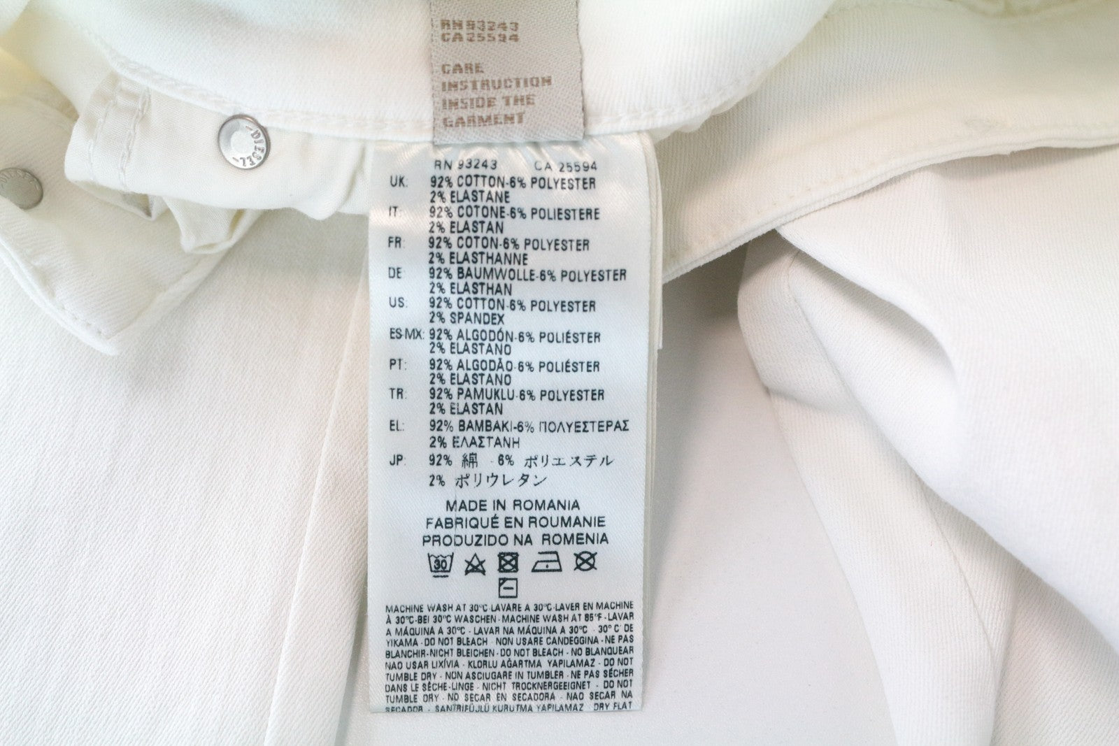 DIESEL Skinzee 0843T W34/L32 Off-White Super Slim Stretch Skinny Women's Jeans