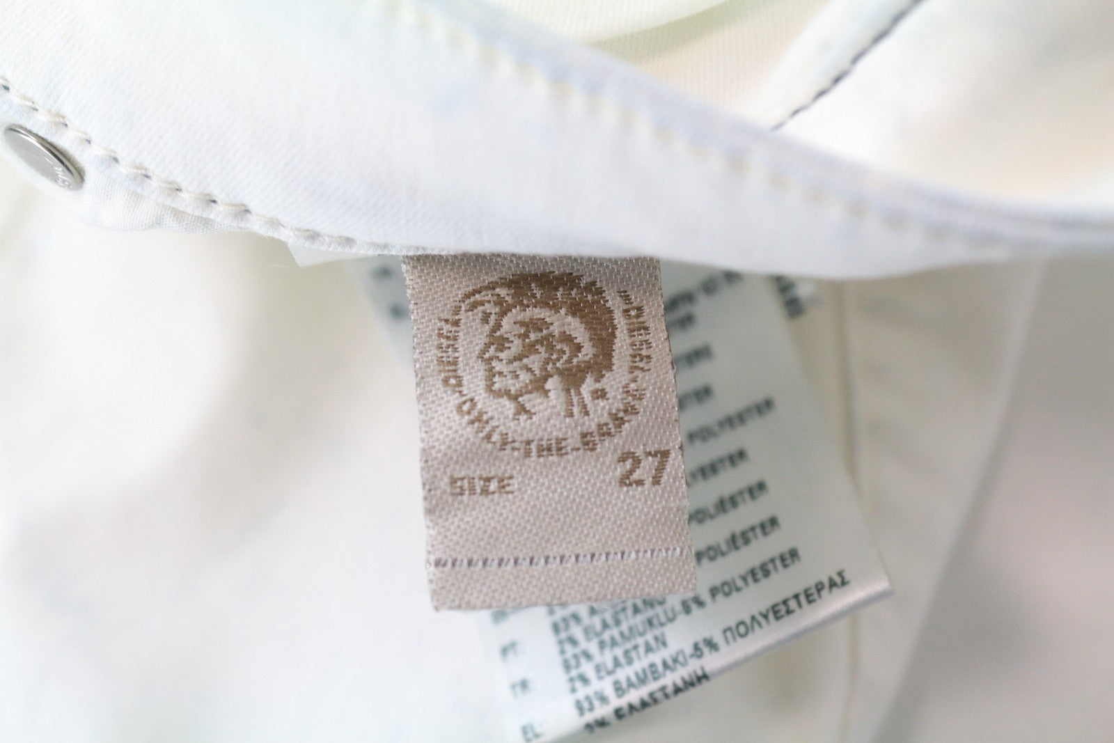 DIESEL Skinzee-Low-Zip 0682Y W27/L32 Off-White Skinny Slim Stretch Women's Jeans