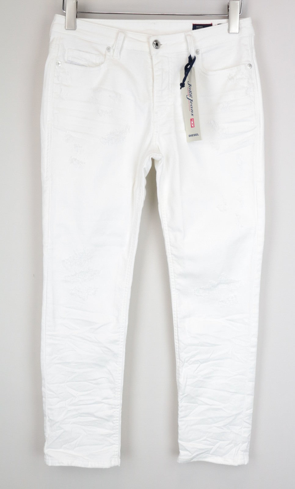 DIESEL Rizzo-NE 0672D W25 White Cotton Stretch Jogg Slim Fit Women's Jeans