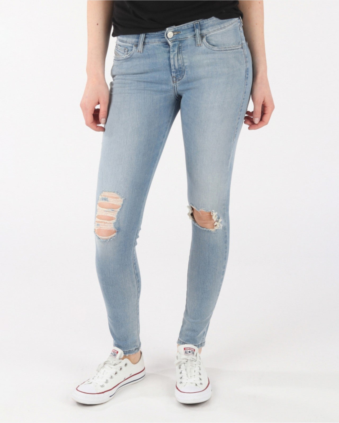 DIESEL Skinzee R4TM8 W26/L30 Blue Ripped Slim Skinny Stretch Fit Women's Jeans