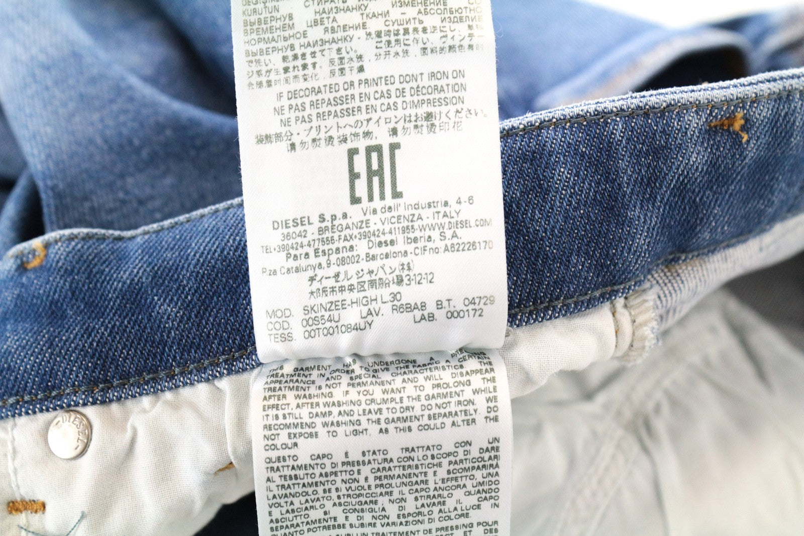 DIESEL Skinzee-High R6BA8 W25/L30 Slim Stretch Skinny Women's Jeans Blue Fit