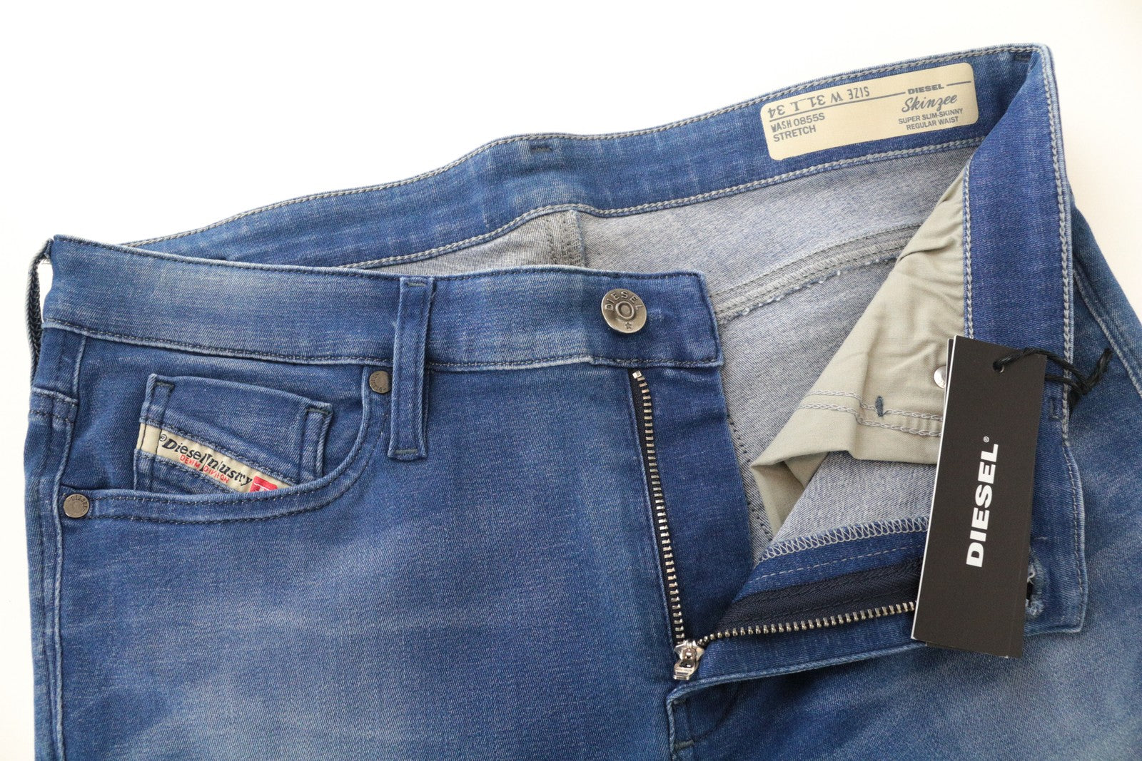 DIESEL Skinzee 0855S W31/L34 Blue Skinny Cotton Slim Fit Wash Women's Jeans