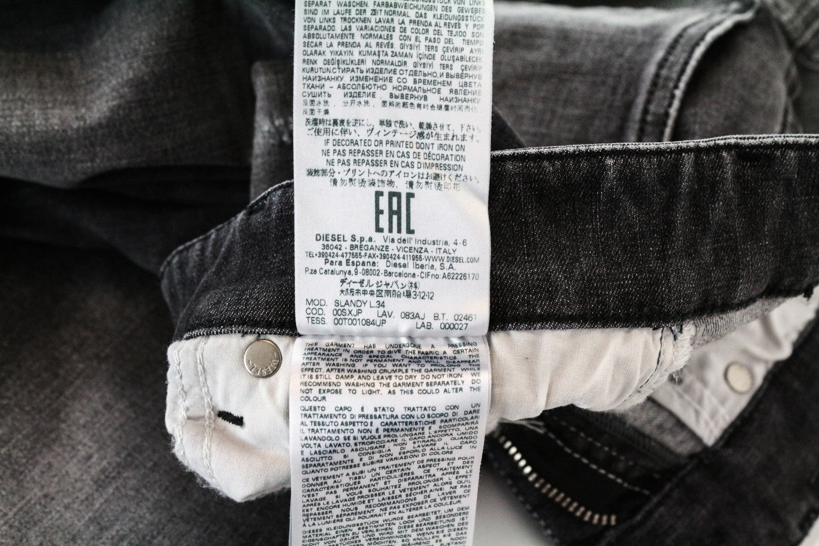 DIESEL Slandy 083AJ W25/L34 Grey  Slim Skinny Stretch Fit Cotton Women's Jeans