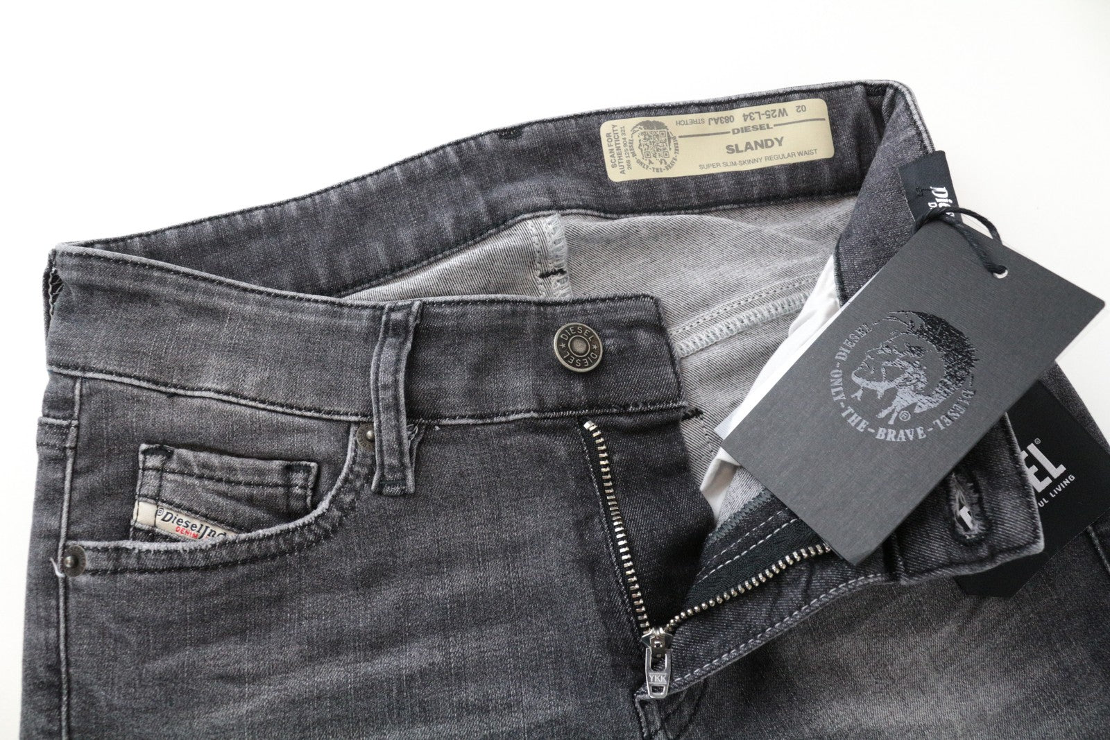 DIESEL Slandy 083AJ W25/L34 Grey  Slim Skinny Stretch Fit Cotton Women's Jeans